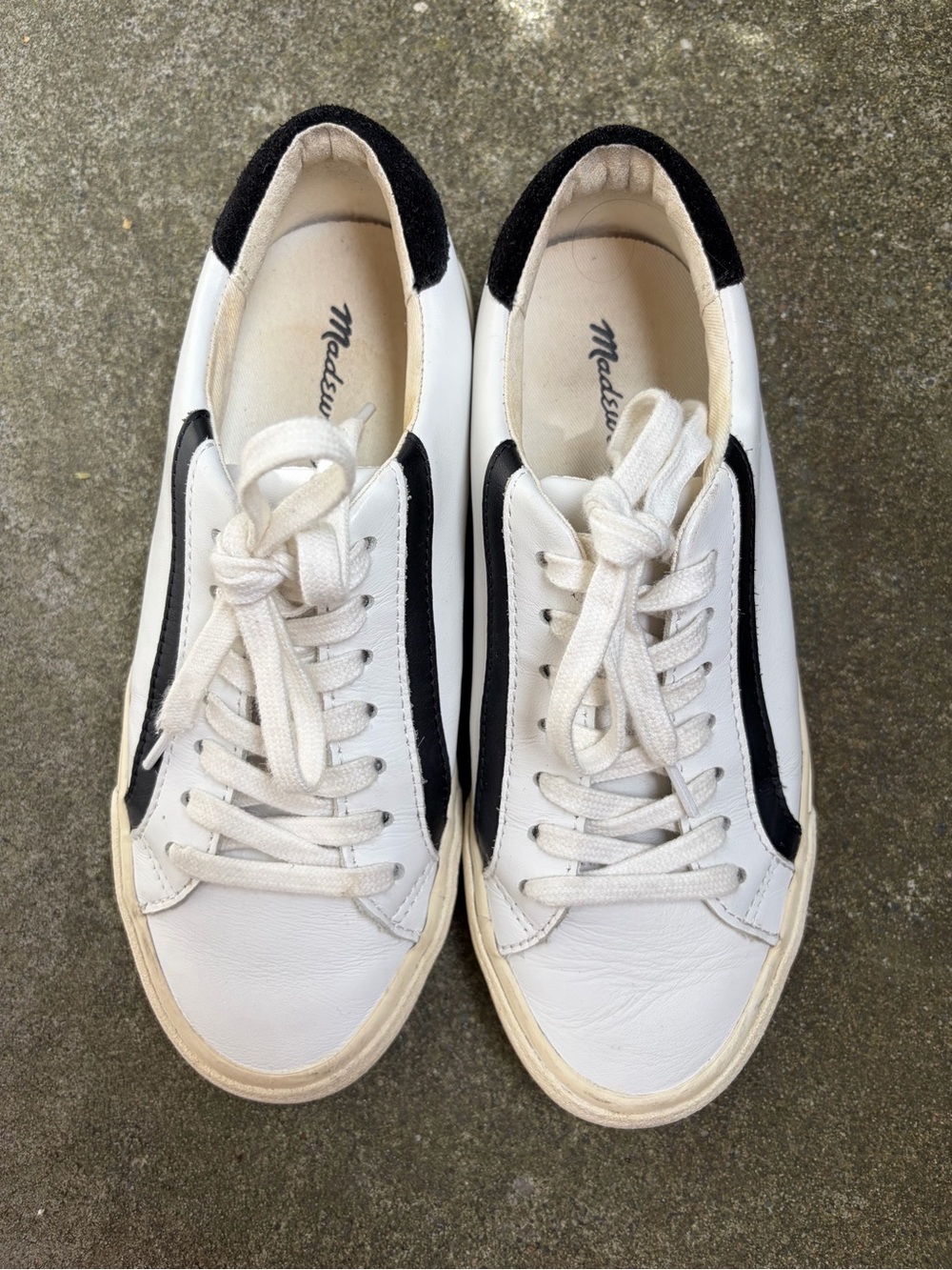 Madewell White Sneakers with Black Heel Accent